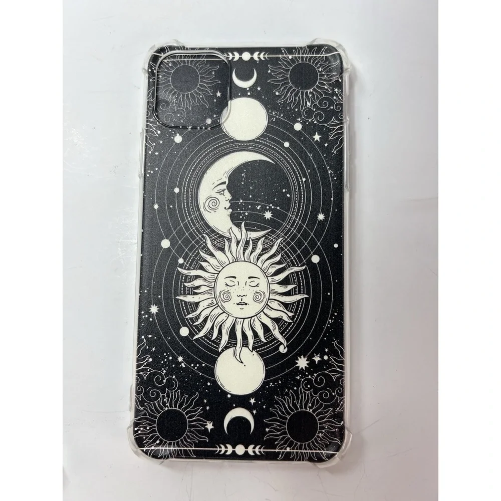 Fisgerod Phone Case iPhone 11 Pro Max Black New Celestial Sun Moon Jelly Case